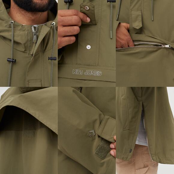 Converse x Kim Jones Oversized Dry Feel Water Resistant Anorak Parka Olive Green - Picture 6 of 12